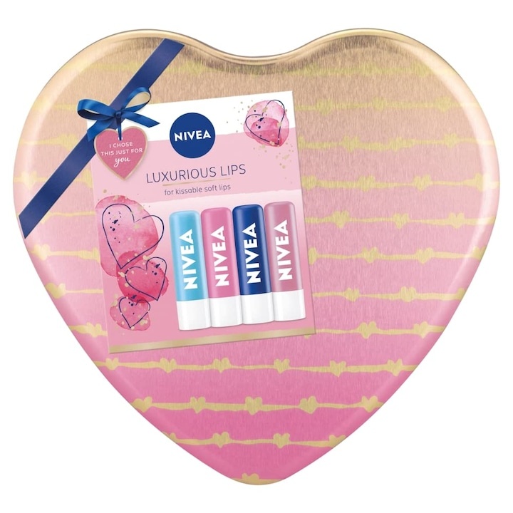 Set 4 balsamuri de buze Luxurious Lips, 4 x 4.8 g, Nivea