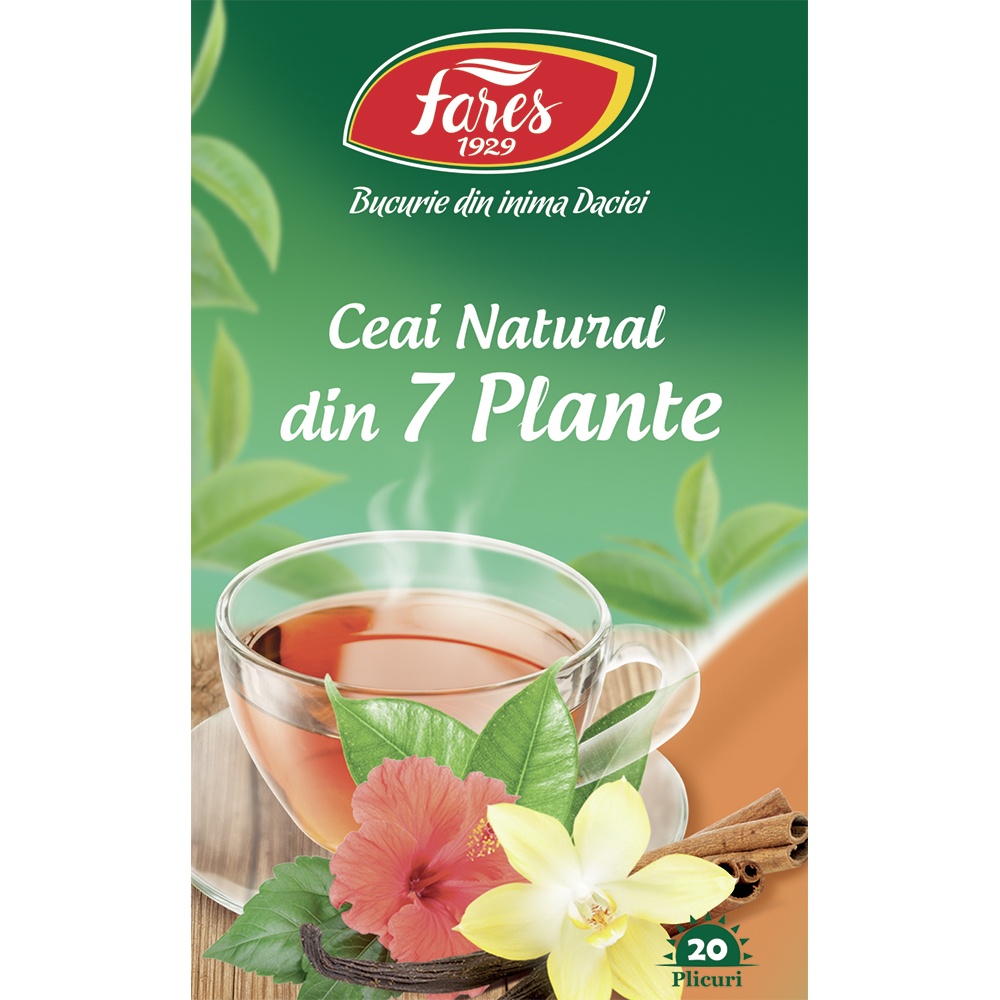 Ceai natural din 7 plante, 20 plicuri, Fares