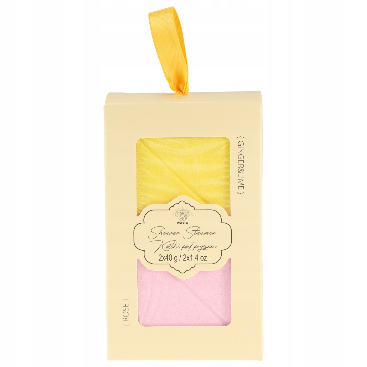 Cub de baie efervescent pentru dus Shower Steamer, Lime - Rose, 2 bucati x 40 g, Aurora