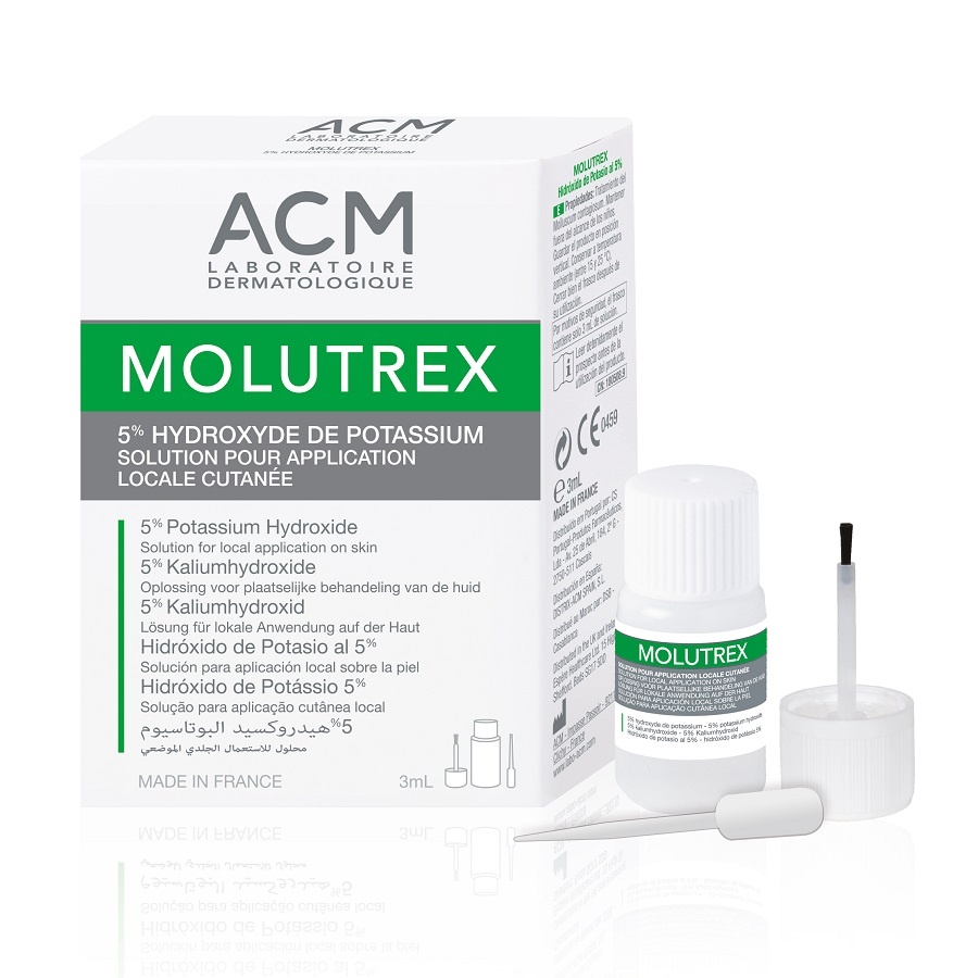 Molutrex 5% soluție pentru îngrijirea pielii afectate de leziuni tip Molluscum Contagiosum, 3 ml, ACM