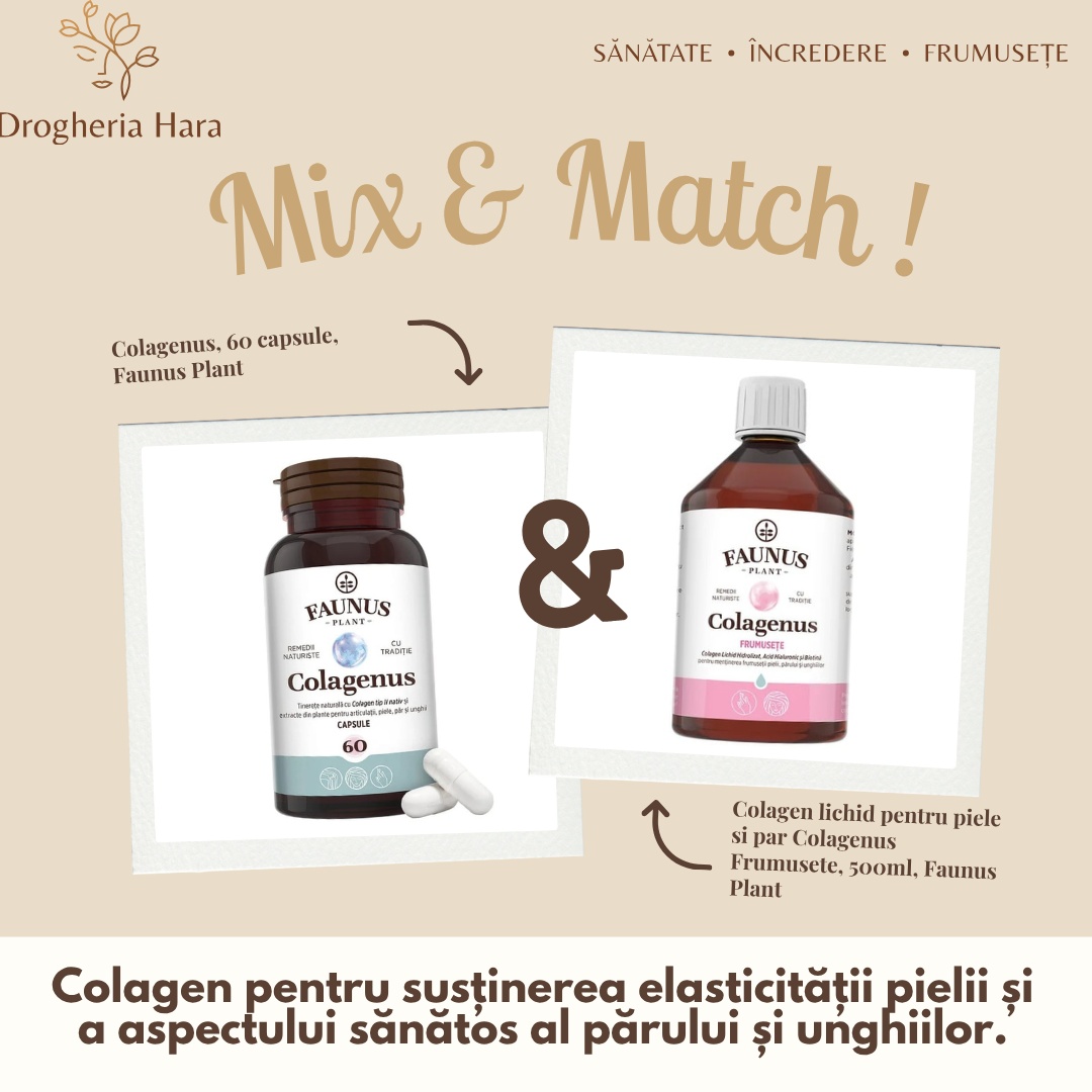 Pachet Colagenus Frumusețe, 500 ml + Colagenus, 60 capsule, Faunus Plant