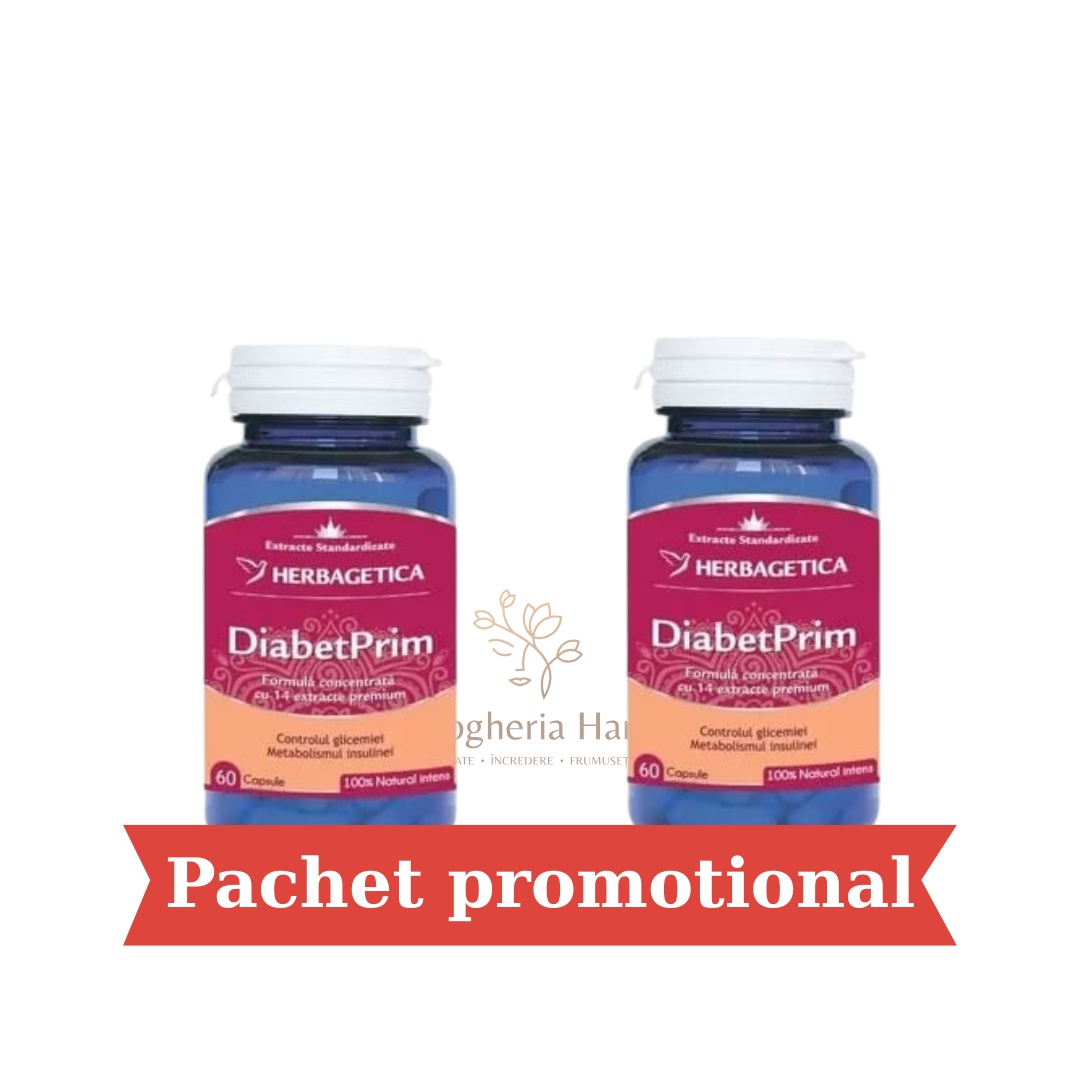 Pachet DiabetPrim, 60+60 capsule, Herbagetica