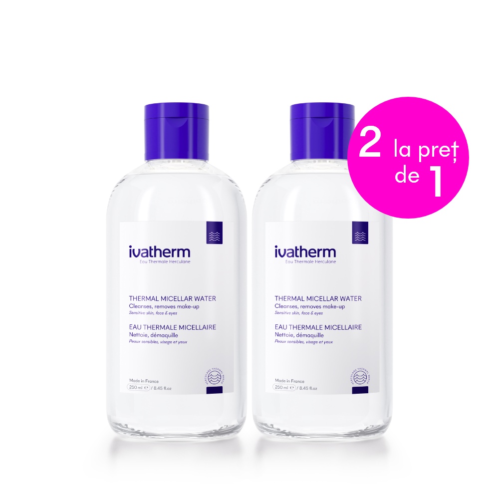 Pachet Lotiune micelara fata si ochi piele sensibila, 250 ml, Ivatherm