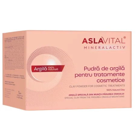 Pudra de argila pentru tratamente cosmetice Mineralactiv, 10 plicuri x 20 gr, Aslavital