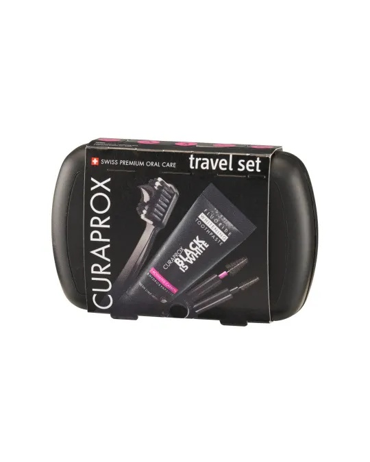 Set pentru igiena orală în călătorii Travel box Black is White, Curaprox