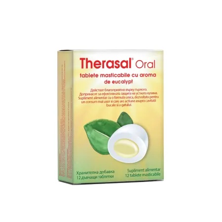 Therasal Oral, tablete masticabile cu aromă de eucalipt, 12 bucăți, Vedra