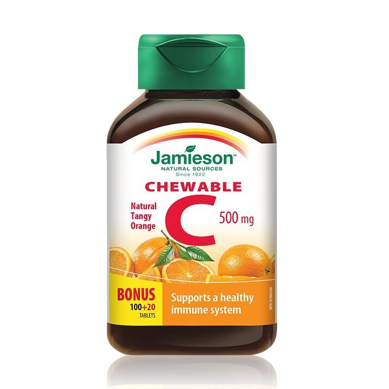 Vitamina C 500mg cu gust de portocale, 100+20 tablete masticabile, Jamieson