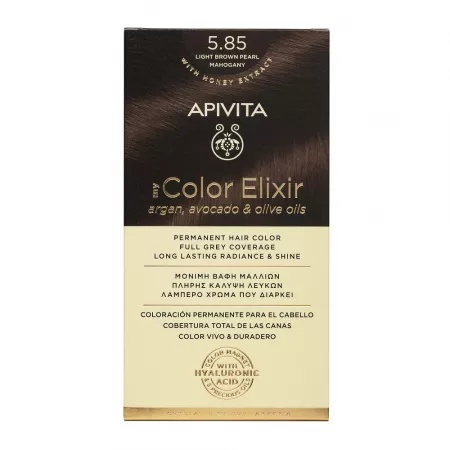 Vopsea de par My Color Elixir, Light Brown Pearl Mahogany N5.85, 155 ml, Apivita