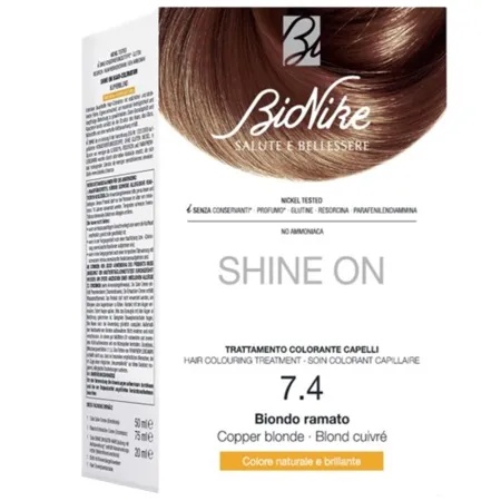 Vopsea tratament pentru păr Shine On, culoare blond cupru 7.4, BioNike