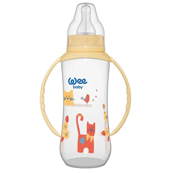 Biberon cu manere si tetina din silicon rotunda cod 745, 270ml, Wee Baby