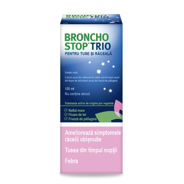 Bronchostop Trio pentru tuse si raceala solutie orala, 120ml, Bronchostop