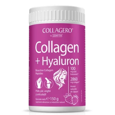 Collagen + Hyaluron cu aroma de capsuni, 150g, Zenyth