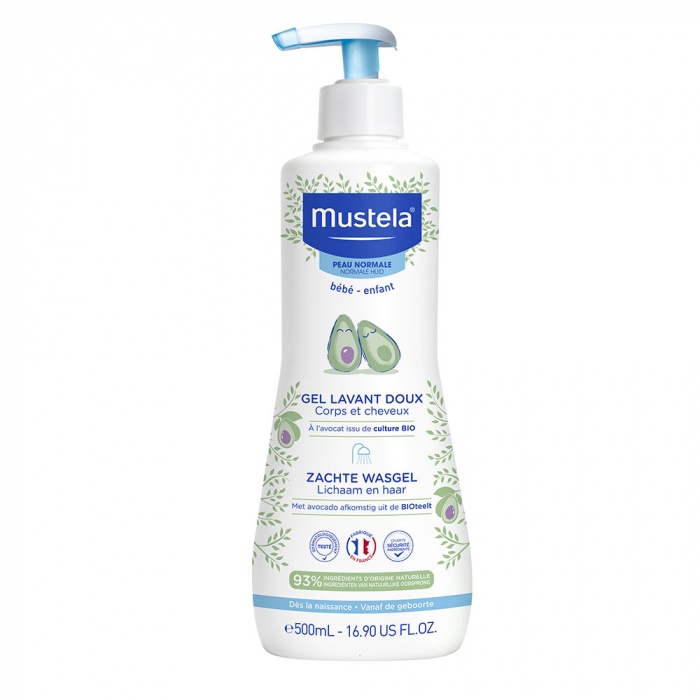 Gel de curatare delicat pentru par si corp, 500 ml, Mustela