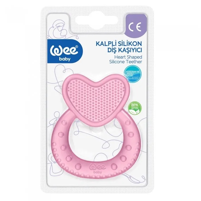 Inel de dentitie din silicon cu model inima cu maner, 1 bucata, 912, Wee Baby
