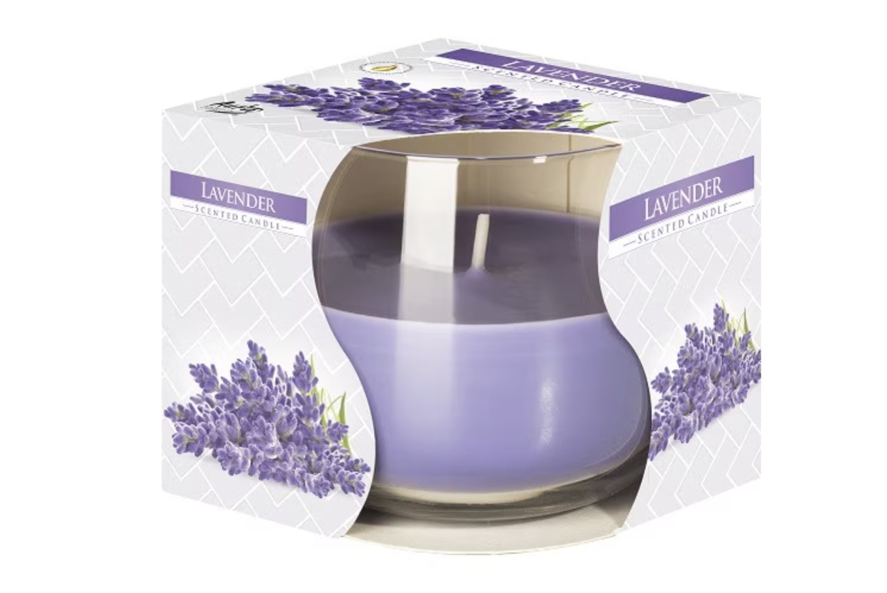Lumanare Parfumata in Pahar Transparent de Sticla, Lavanda