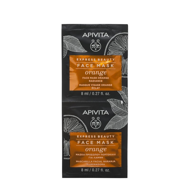 Masca de fata pentru luminozitate cu extract de portocale, 2 x 8 ml, Apivita