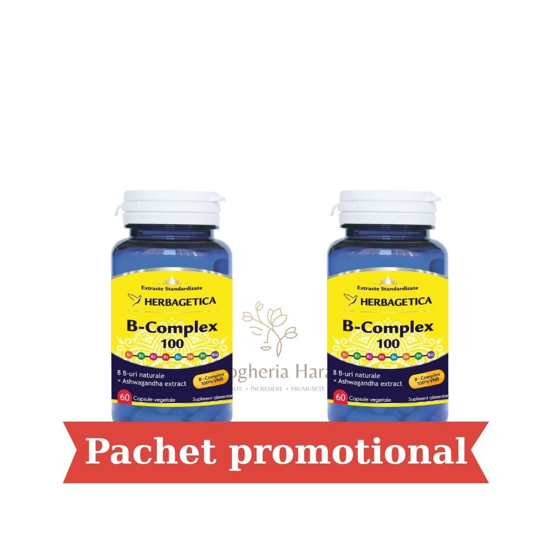 Pachet B-Complex 100, 60+60 capsule, Herbagetica