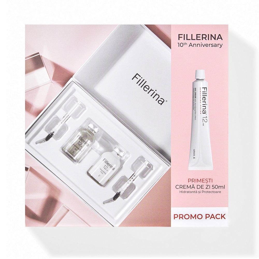 Pachet tratament intensiv Fillerina 12HA Densifying Grad 4, 14 + 14 doze + cremă de zi Fillerina 12HA Densifying Grad 4, 50 ml, Labo