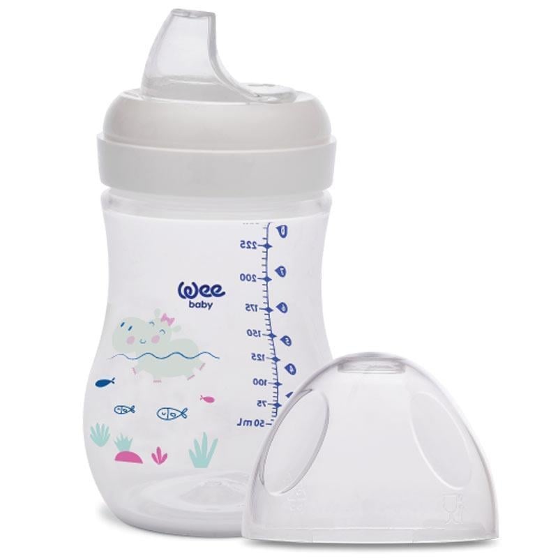 Pahar PP din plastic cu tetina rotunda si accesoriu pentru invatare, cod 297, Wee Baby