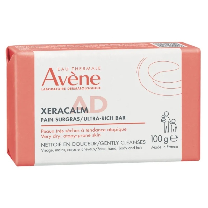Sapun solid relipidant pentru igiena pielii uscate predispusa la dermatita atopica sau prurit XeraCalm AD, 100 g, Avene
