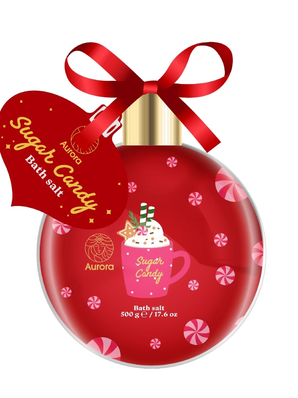 Sare de Baie Xmas Sugar Candy Cherry, 500 g, Aurora