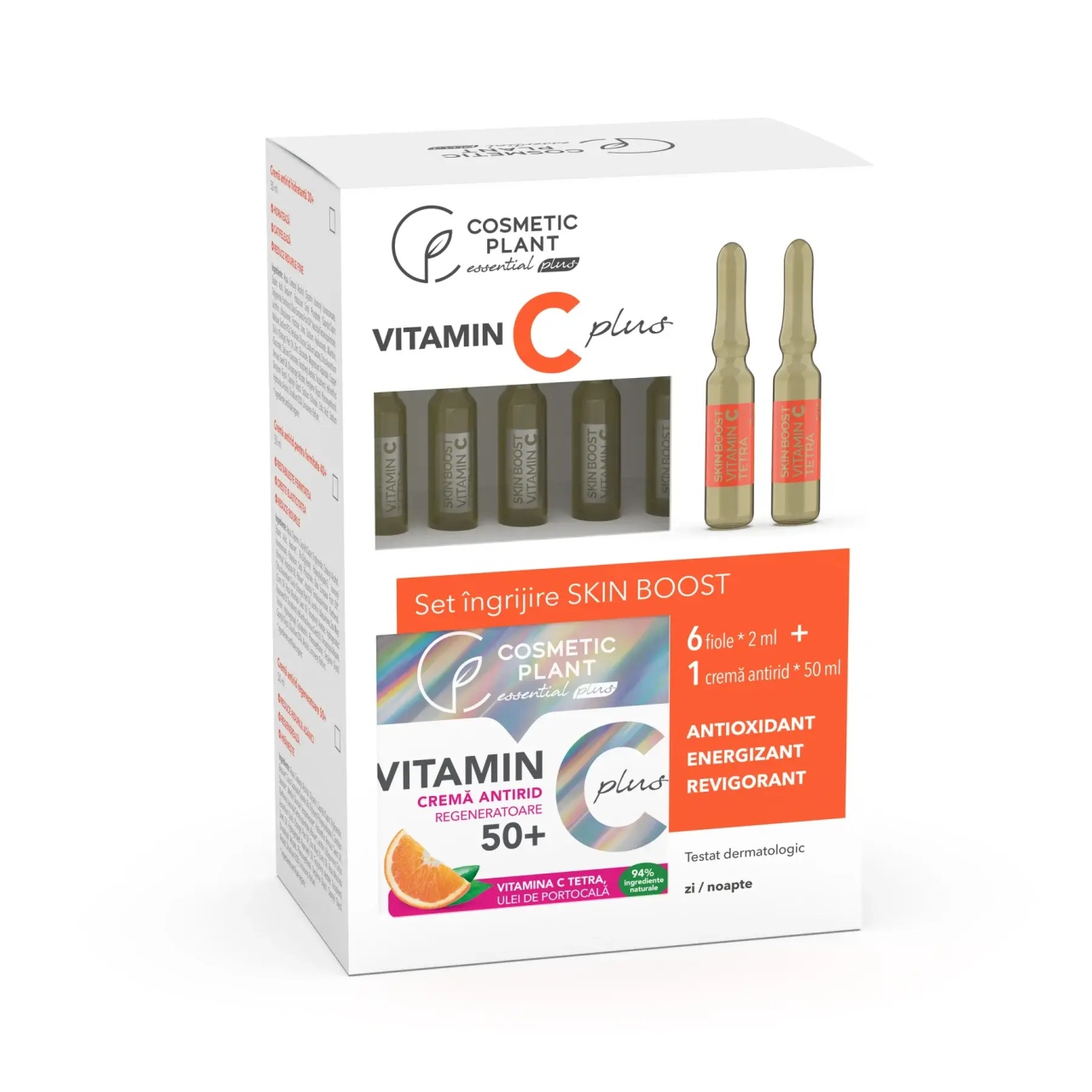 Set 6 fiole Skin Boost 50+ cu Vitamina C Plus + Cremă antirid, Cosmetic Plant