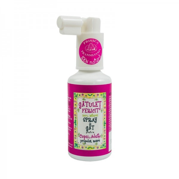 Spray de gât pentru copii și adulți Gătulet Fericit, 20 ml, Prisaca Transilvania