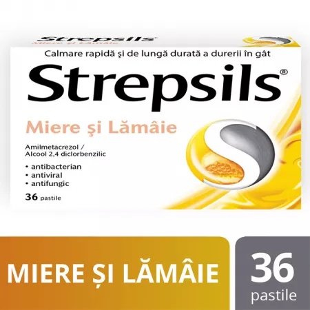 Strepsils miere si lamaie, 36 comprimate, Reckitt Benckiser