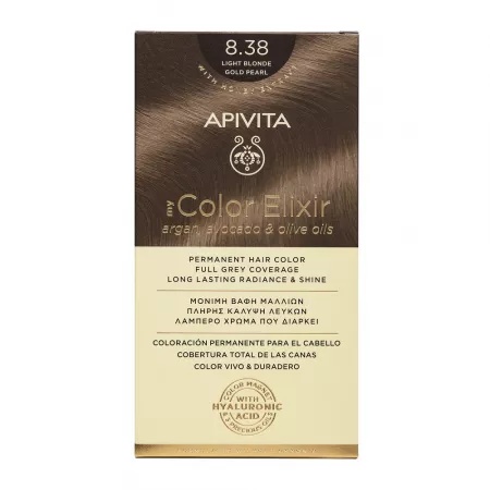 Vopsea de par My Color Elixir, Light Blonde Gold Pearl N8.38, 155 ml, Apivita