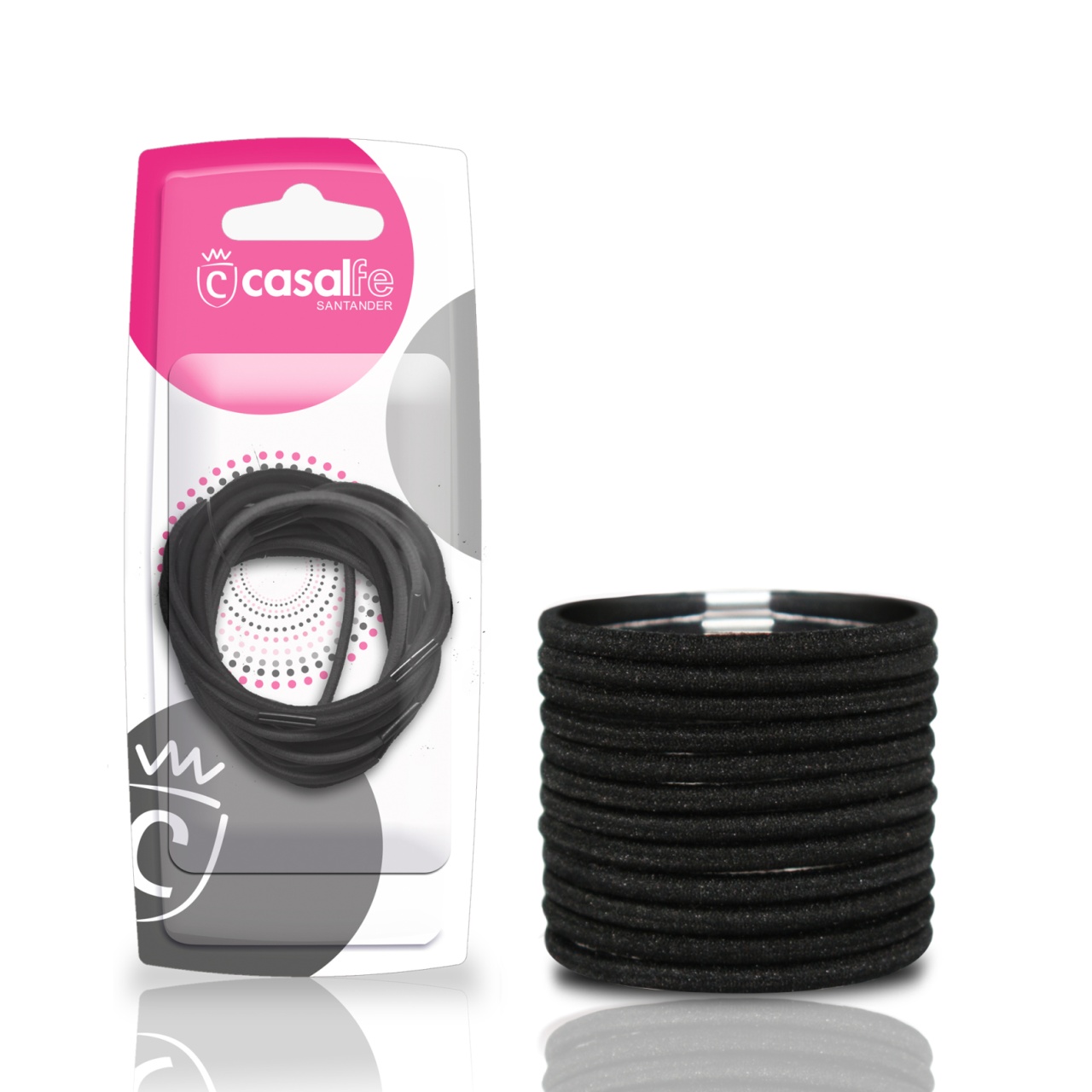 Elastice de par negre 123, 12 bucati, Casalfe
