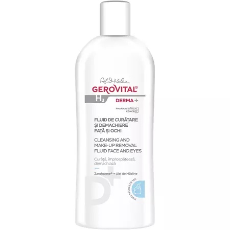 Fluid de curatare si demachiere H3 Derma+, 200ml, 382, Gerovital