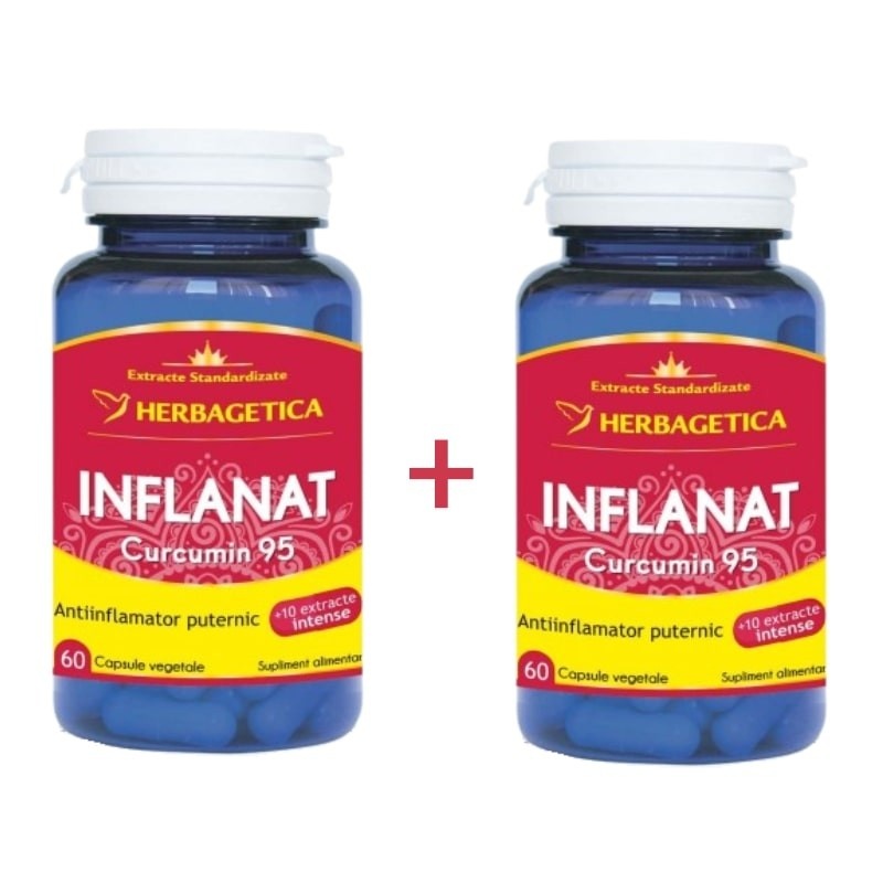 Pachet Inflanat Curcumin 95, 2 x 60 capsule, Herbagetica