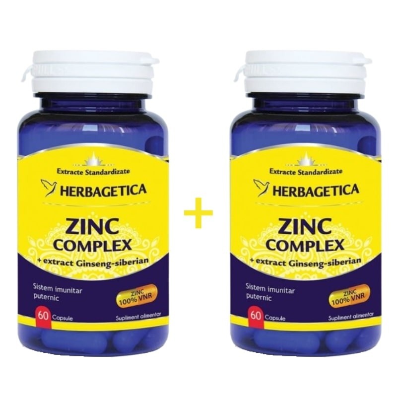 Pachet Zinc Complex, 2 x 60 capsule, Herbagetica