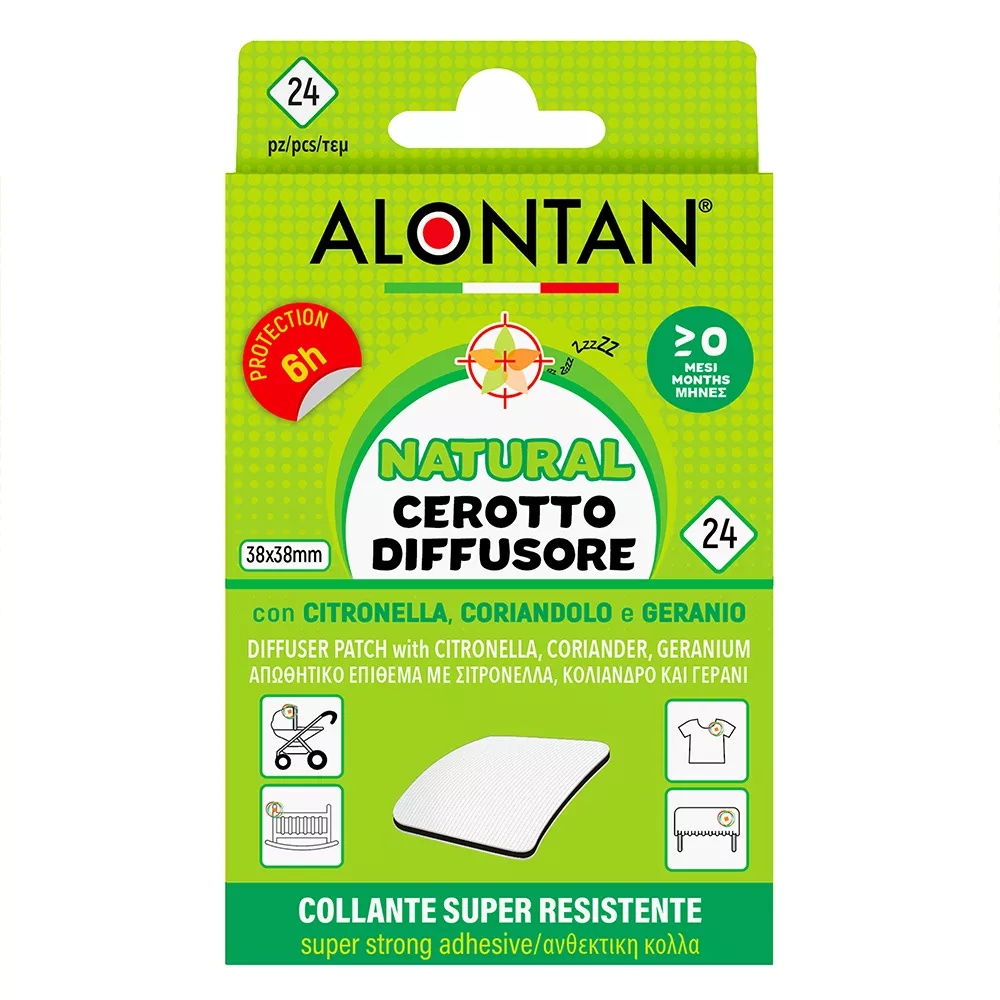 Plasturi cu uleiuri esentiale naturale Alontan Natural, de la 0+ luni, 24 bucati, Pietrasanta Pharma