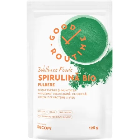 Pulbere de Spirulina Bio Good Routine, 125 g, Secom