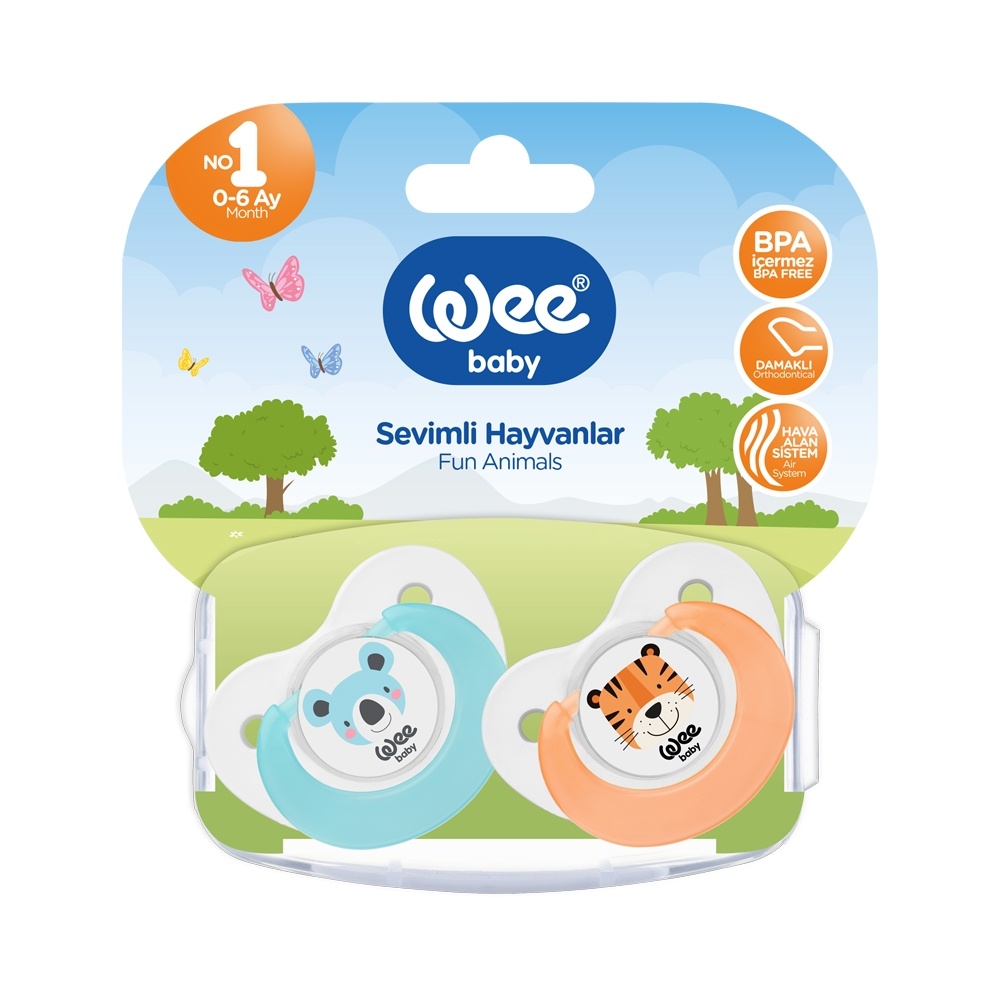 Set 2 suzete din silicon, forma ortodontica nr. 1, cod 319, Wee Baby