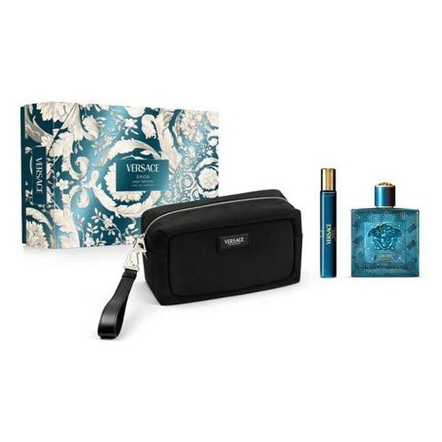 Set Eros: Apa de Toaleta 100 ml + Apa de Toaleta 10 ml + Geantă Cosmetica, Versace