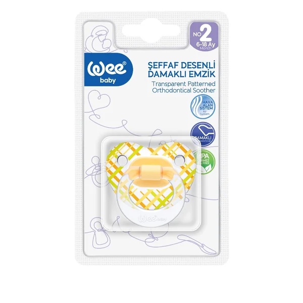 Suzeta din silicon ortodontica transparenta cu desen nr.2, cod 837, 1 bucata, Wee Baby