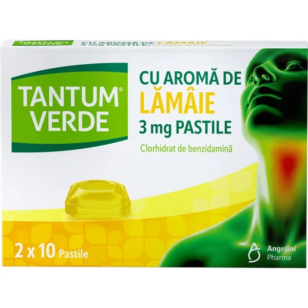 Tantum Verde cu aroma de lamaie 3 mg, 20 pastile, Angelini