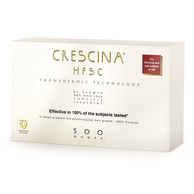 Tratament cosmetic complet pentru îngrijirea scalpului și părului, Crescina HFSC Transdermic Complete Treatment 500 Woman, 10+10 fiole, Labo