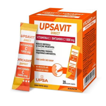 Upsavit Direct Vitamina C, 1000mg 20, plicuri orodispersabile, Upsa