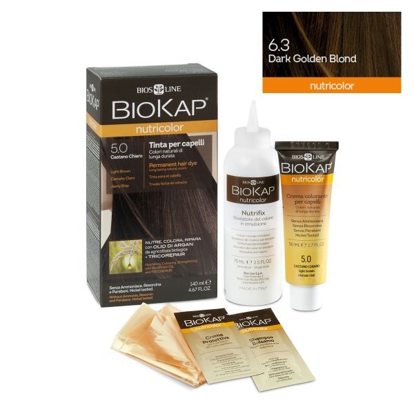 Vopsea permanenta pentru par Nutricolor, nuanta Dark Golden Blond 6.3, 140 ml, Biokap