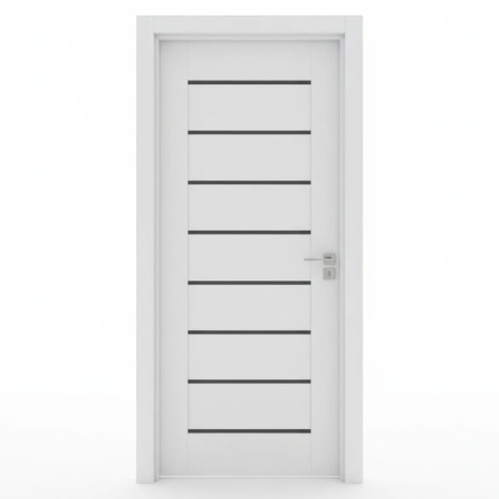 Usa Interior din MDF Novo Doors ND11 LUX PREMIUM, Cadru din Lemn Masiv, KIT COMPLET, Toc Reglabil de 10 CM INCLUS, Plinta pe Ambele Parti (Culoare: Alb mat, Dimensiune: 60 cm, Toc: Reglabil 30 cm, Maner: Patrat auriu inchidere magnetica)