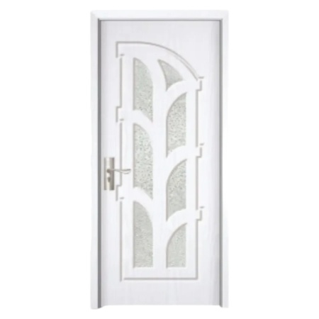 Usa Interior din MDF Novo Doors ND308, Cadru din Lemn Masiv, Geam Sablat, KIT COMPLET, Toc , Manere si balamale incluse (Culoare: Alb, Dimensiune: 60 cm, Maner: Patrat argintiu crom, Toc: Fix)