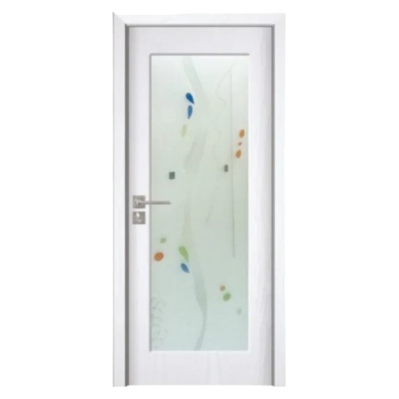 Usa Interior din MDF Novo Doors ND110, Cadru din Lemn Masiv, Geam Sablat, KIT COMPLET, Toc , Manere si balamale incluse (Culoare: Alb, Dimensiune: 60 cm, Toc: Reglabil 10 cm, Maner: Patrat auriu inchidere magnetica)