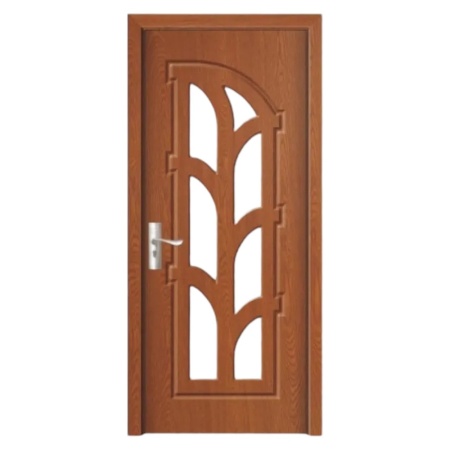 Usa Interior din MDF Novo Doors ND308, Cadru din Lemn Masiv, Geam Sablat, KIT COMPLET, Toc , Manere si balamale incluse (Culoare: Stejar Auriu, Dimensiune: 80 cm, Maner: Patrat argintiu crom, Toc: Fix)