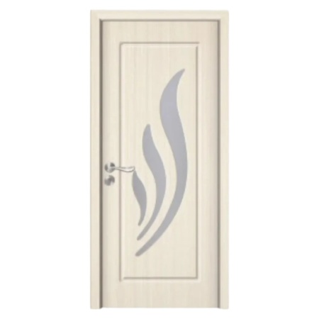 Usa Interior din MDF Novo Doors ND310, Cadru din Lemn Masiv, Geam Sablat, KIT COMPLET, Toc , Manere si balamale incluse (Culoare: Crem, Dimensiune: 80 cm, Maner: Patrat argintiu crom, Toc: Reglabil 10 cm)