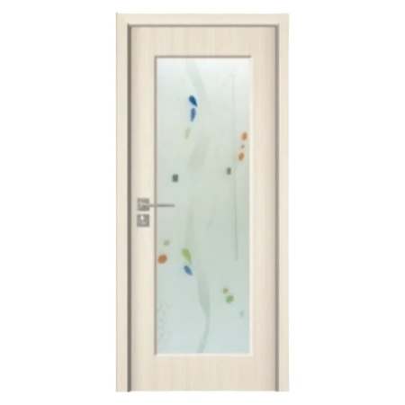 Usa Interior din MDF Novo Doors ND110, Cadru din Lemn Masiv, Geam Sablat, KIT COMPLET, Toc , Manere si balamale incluse (Culoare: Crem, Dimensiune: 70 cm, Maner: Patrat negru inchidere magnetica, Toc: Reglabil 30 cm)