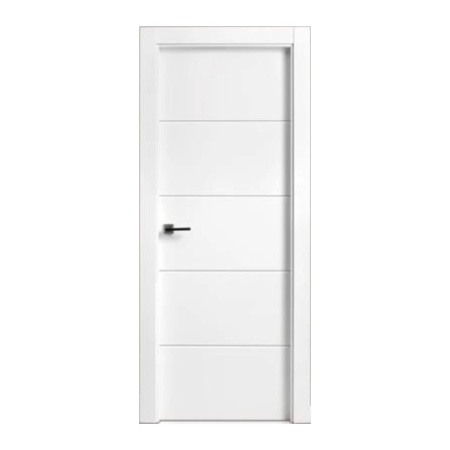 Usa Interior din MDF Novo Doors ND15 LUX PREMIUM, Cadru din Lemn Masiv, KIT COMPLET, Toc Reglabil de 10 CM INCLUS, Plinta pe Ambele Parti (Culoare: Alb mat, Dimensiune: 70 cm, Maner: Patrat argintiu crom, Toc: Reglabil 30 cm)