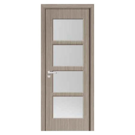 Usa Interior din MDF Novo Doors ND317, Cadru din Lemn Masiv, Geam Sablat, KIT COMPLET, Toc , Manere si balamale incluse (Culoare: Gri, Dimensiune: 70 cm, Maner: Standard, Toc: Reglabil 30 cm)